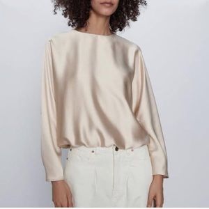 Zara cream satin top